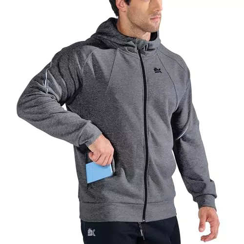 BROKIG Herren Zip Hoodie aus Baumwolle – Fitness Laufjacke mit Reißverschluss