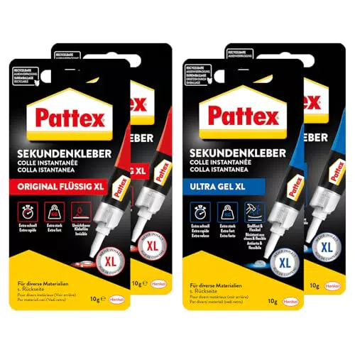 Pattex Sekundenkleber – Schnelltrocknender, spülmaschinenfester Superkleber für Reparaturen