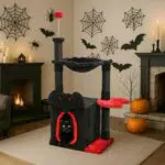 BYBYME Gothic Kratzbaum für Katzen mit Spielzeug und Hängematte