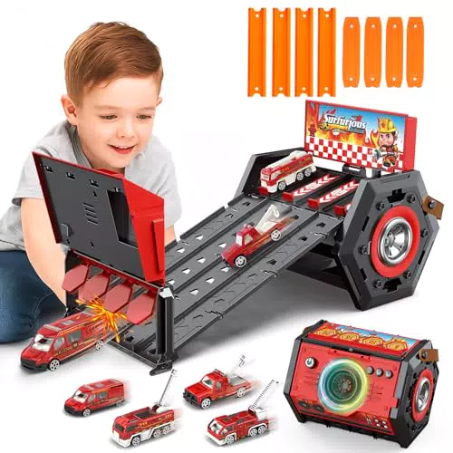 Charmofun Mini Autorennbahn für Kinder - Rennbahn mit Licht und Musik