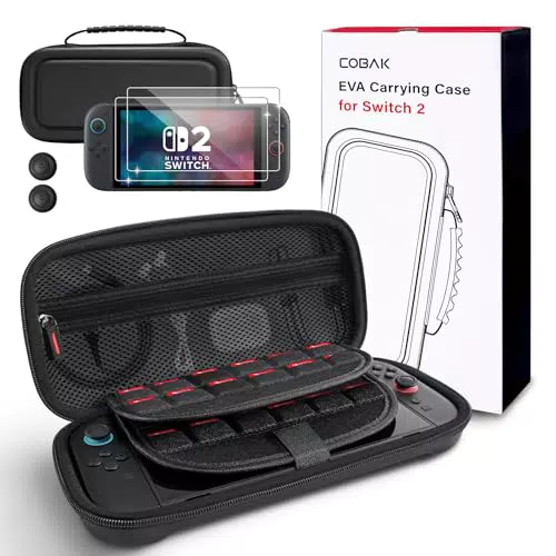 CoBak Tragetasche für Nintendo Switch 2 – 3-in-1 Zubehörset mit Schutzglas und Daumengriff