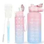 CodiCile Sport-Trinkflasche BPA-frei mit Zeitmarkierung und Strohhalm