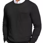 COOFANDY Herren Strickpullover Rundhals Langarm Slim Fit