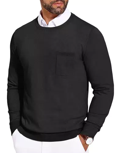COOFANDY Herren Strickpullover Rundhals Langarm Slim Fit