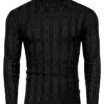 COOFANDY Herren Rollkragenpullover Slim Fit Turtleneck Zopfmuster Pullover