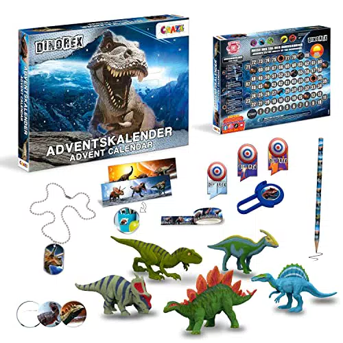 CRAZE DINOREX Adventskalender für Kinder mit Dinosaurier-Figuren und Zubehör