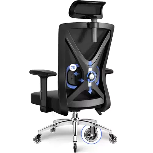 Daccormax Ergonomischer Bürostuhl mit Verstellbaren Armlehnen und Lendenstütze