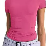Damen Basic Kurzarm Crop Top Y2K Rundhalsausschnitt Slim Fit Tshirt