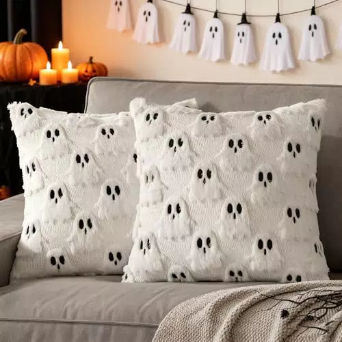 Dandin Halloween Kissenbezug Geister Motiv – Lustige Herbstdeko fürs Sofa