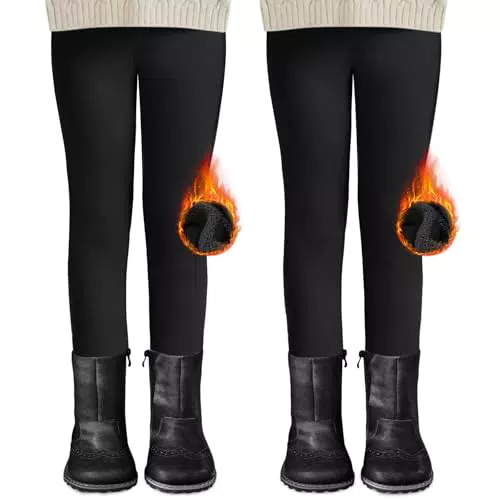 DDOBB Thermo Leggings Mädchen Gefütterte Winter Leggins High Waist Fleece