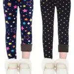 Domee Thermoleggings für Mädchen – Gefütterte Winterleggings mit Sterne und Punkte