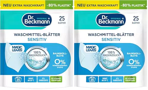 Dr. Beckmann Waschmittel-Blätter Universal | Vordosierte, wasserlösliche Blätter