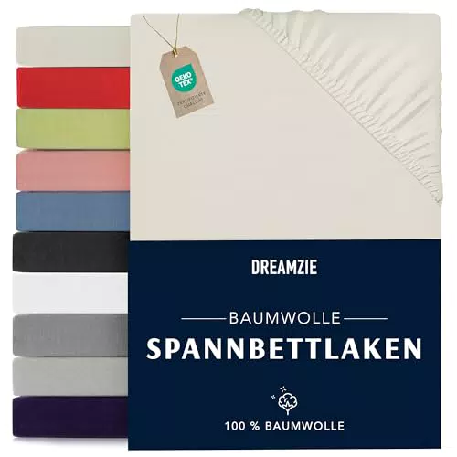 Dreamzie Spannbettlaken Baumwolle Oeko-Tex zertifiziert 100% Jersey
