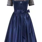 EIISSION Dirndl Damen Midi Trachtenkleid mit Schürze und Bluse für Oktoberfest