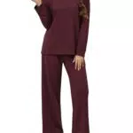 Ekouaer Damen Schlafanzug mit Schlitz – Bequemer Loungewear Hausanzug