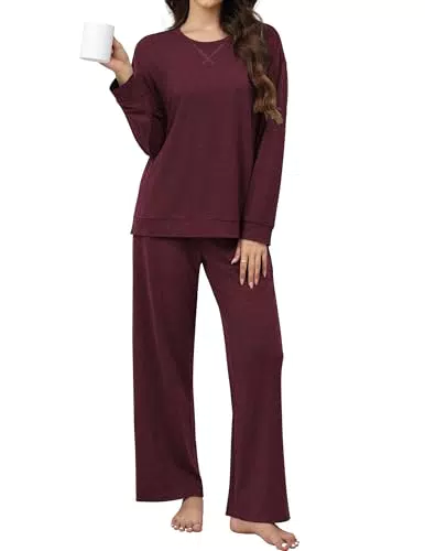 Ekouaer Damen Schlafanzug mit Schlitz – Bequemer Loungewear Hausanzug