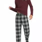 Ekouaer Herren Pyjama Set Langarm Shirt und lange Hose aus Baumwolle