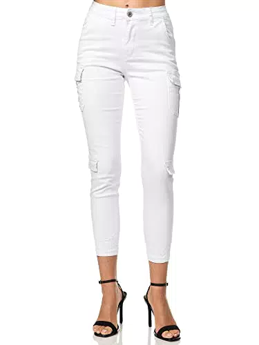 Elara Damen Slim Fit Denim Cargo Hose Modell Chunkyrayan 753-3A