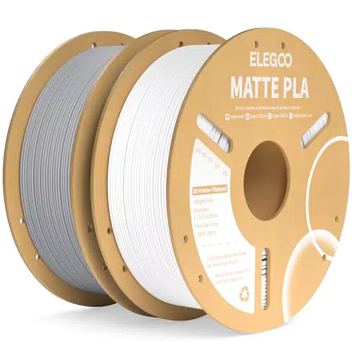 ELEGOO Matte PLA Filament Matte Schwarz 1KG, 1.75mm 3D Drucker Filament Maßgenauigkeit +/- 0.02mm