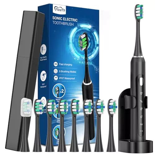 Elektrische Schallzahnbürste für Erwachsene mit Reiseetui und 5 Putzmodi