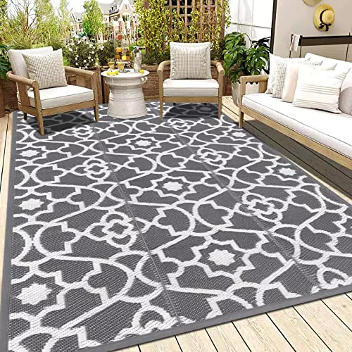 Enyhom Outdoor Teppich Wendbarer Terrassenteppich UV-beständig für Balkon und Camping