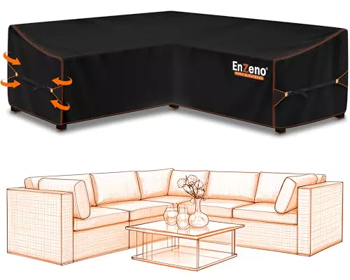 Enzeno Gartenmöbel Abdeckung L-Form, wasserdicht und winddicht für Ecksofas