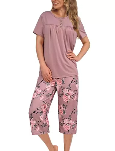 Evolyline Damen Schlafanzug Kurz – Shorty Pyjama Set für den Sommer