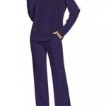 Famulily Pyjama-Sets für Frauen Ladies Comfy Freizeit Anzüge Rundhalsausschnitt Nachthemd Elastischer Bund Hosen 2 Stück Matching Pyjamas Wein XX