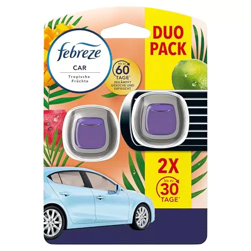 Febreze Auto Lufterfrischer Vanille, Starterset, Auto Duft gegen Gerüche