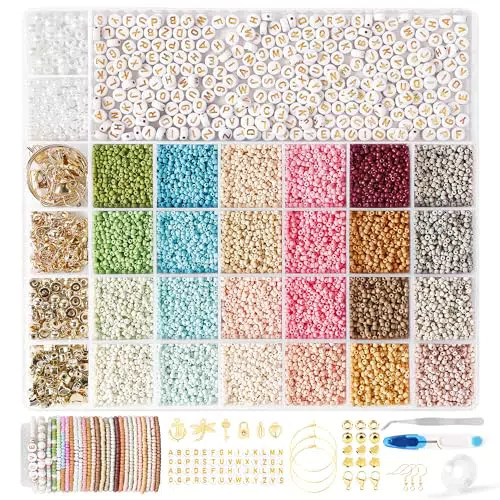 FEHCBIO DIY Perlen Set zur Schmuckherstellung – Geschenkidee für Kinder und Erwachsene