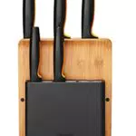 Fiskars Bambus Design-Messerblock, Functional Form, Messer Set inklusive Gemüsemesser