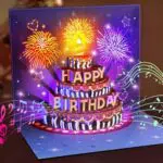 FITMITE 3D Geburtstagskarte mit Musik und Licht – Pop Up Kuchen Karte für Geburtstag