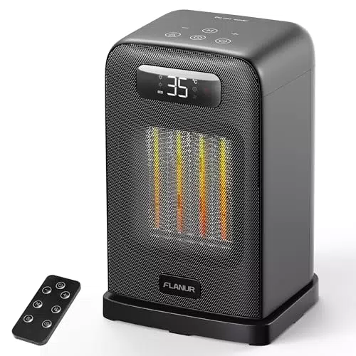 FLANUR Tragbarer Heizlüfter mit Thermostat und ECO-Modus, 1500W PTC-Keramik