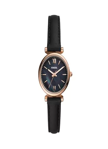 Fossil Damenuhr Carlie Mini, Quarzwerk, Edelstahlgehäuse, Lederarmband