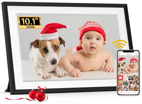 FRAMEO Digitaler Bilderrahmen WLAN 10,1 Zoll mit 32GB Speicher und Touchscreen