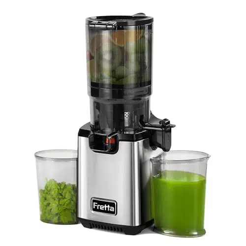 Fretta Slow Juicer, Edelstahl Entsafter für Gemüse und Obst, 250W, BPA-frei