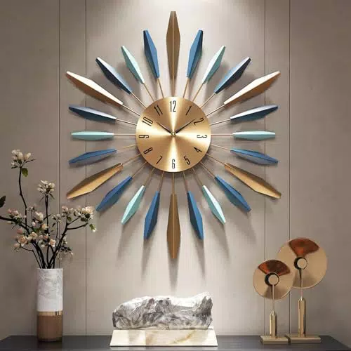 GANDDOBE Große dekorative Metallwanduhr im Mid-Century Style für jedes Zimmer