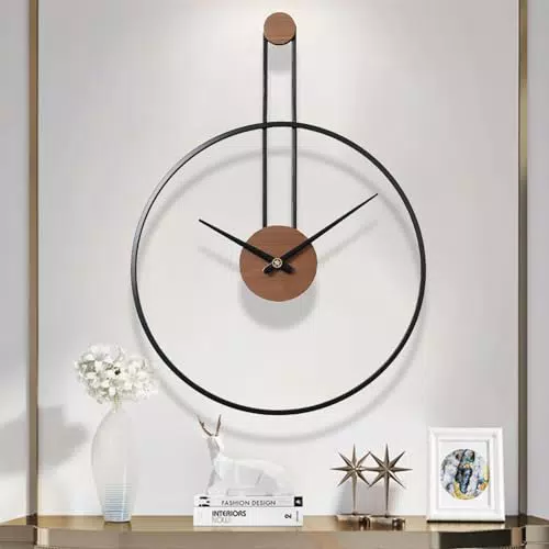 GANDDOBE Wanduhr aus Metall und Walnuss – Silent Design für Wohnzimmer und Büro