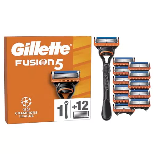 Gillette Fusion5 Rasierer für Männer mit 12 Ersatzklingen für sanftes Gleiten