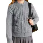 Grace Karin Winter Cardigan für Mädchen mit Reißverschluss, Langarm Strickjacke