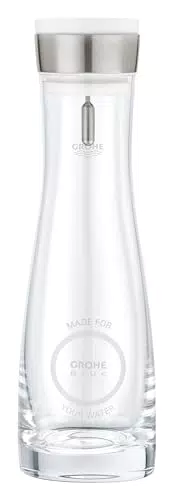 GROHE Blue Glaskaraffe mit Edelstahl-Deckelset und integriertem Sieb, 1,0 l