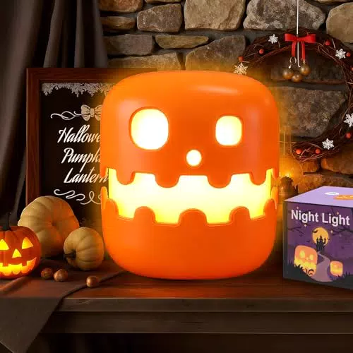 Halloween Kürbis Laterne – Kinder Nachtlicht & Deko Lampe für Party und Zuhause