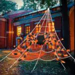 Halloween Deko Outdoor Set - Riesenspinne und Spinnennetze für Garten und Feier