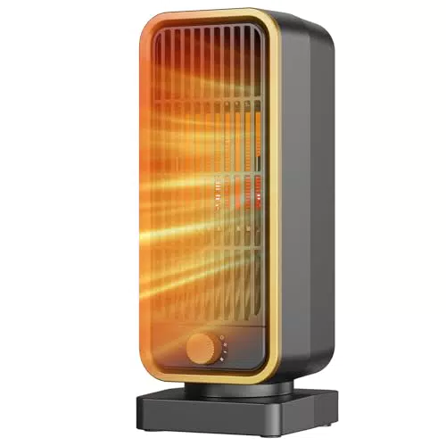 Klein Heizlüfter 900W - Leiser PTC Keramik Heizgerät mit Überhitzungs- und Kippschutz