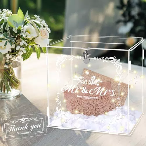 Herenear Acryl Hochzeit Kartenbox mit Schloss – Geschenkkartenbox für Feiern