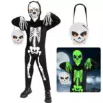 Hoiloie Skelett Kostüm für Kinder – Leuchtendes Halloween Kostüm Jungen & Mädchen