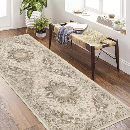 Homcomodar Boho Teppich Läufer für Flur, Küche und Schlafzimmer, rutschfest und waschbar