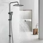 HUAHOMDY Duschsystem ohne Armatur, Regendusche, höhenverstellbare Duschstange