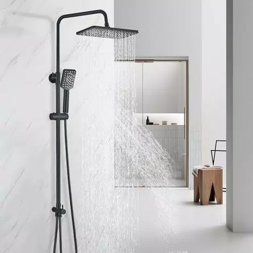 HUAHOMDY Duschsystem ohne Armatur, Regendusche, höhenverstellbare Duschstange