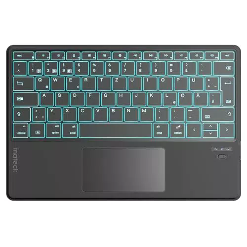 Inateck KB01104 Tablet Tastatur mit Touchpad & KI, QWERTZ, Beleuchtung